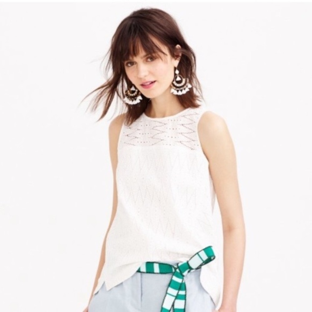 J. Crew NEW White Eyelet Sleeveless Blouse Size 2